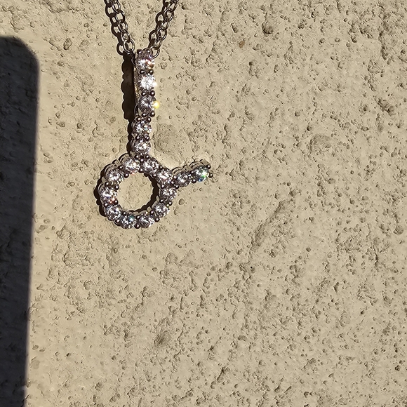 JENAVI TOURUS ZODIAC SIGN  NECKLACE RHODIUM AND SWAROVSKI - Picture 6 of 9